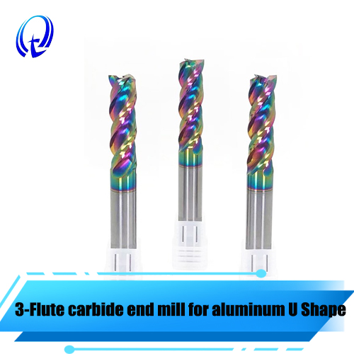 3 Flute Solid Carbide Flat End Mill For Aluminum U Shape DLC Coated Milling Cutter