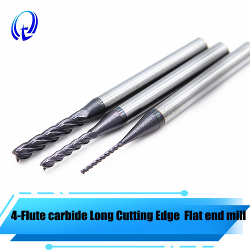4 Flute Solid Carbide Long cutting edge Flat End Mill For Steel Milling Cutter