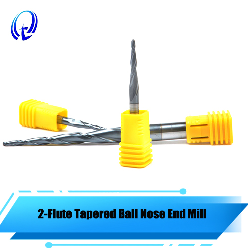 2-Flute Tapered Ball Nose End Mill for Wood Carving, CNC Router Bit for 3D Engraving