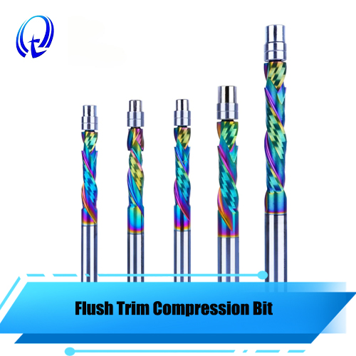 Flush Trim Compression Bit – Solid Carbide Spiral Cutter for Clean Edge Wood Cutting